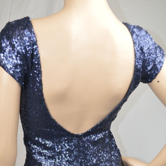 Backstage Navy Sequin Formal Beaded Cocktail Dress XS - Picture 3 of 3